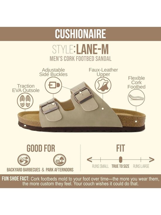 Men\'s Stone Lane Cork Footbed Sandals Adjustable Buckle Comfort Slides